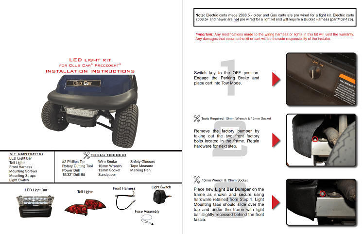 club car precedent led headlight kit Instruction