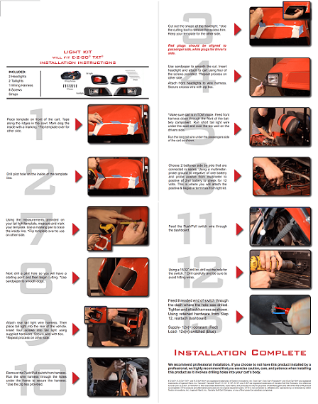 ezgo txt led headlight kit Instruction