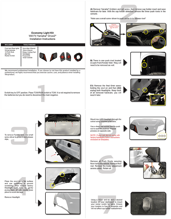 yamaha drive 2 light kit Instruction